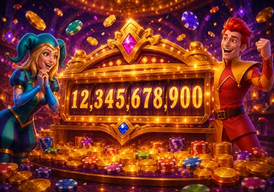 Jackpot slot screen showing a large rising prize counter